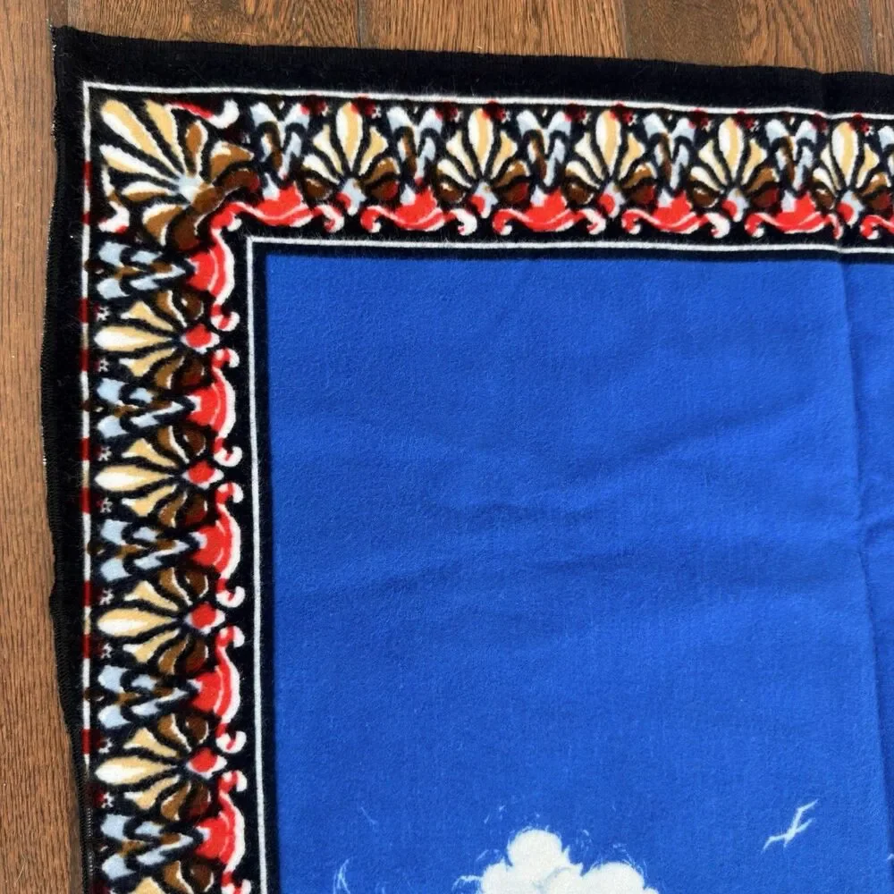 Vintage Turkish Sailing Ship Velour Wall Tapestry 100% Cotton 57x38 Nautical